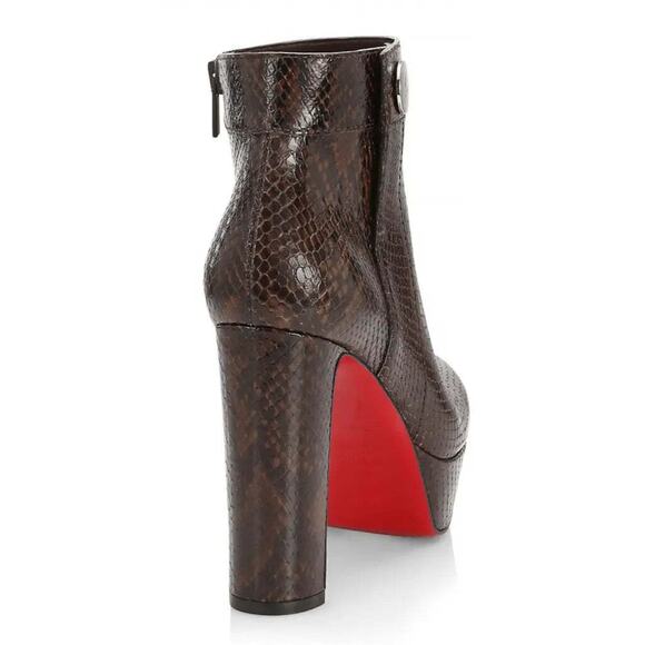 Christian Louboutin Janis Boot Alta 120 Dark Brown Platform Ankle Heel Boot 37 - Picture 10 of 12
